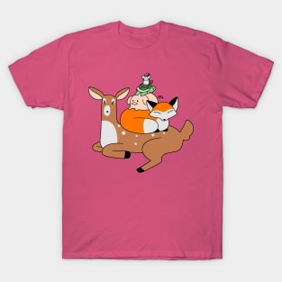 Deer Fox Pig Turtle Mouse Stack T-Shirt